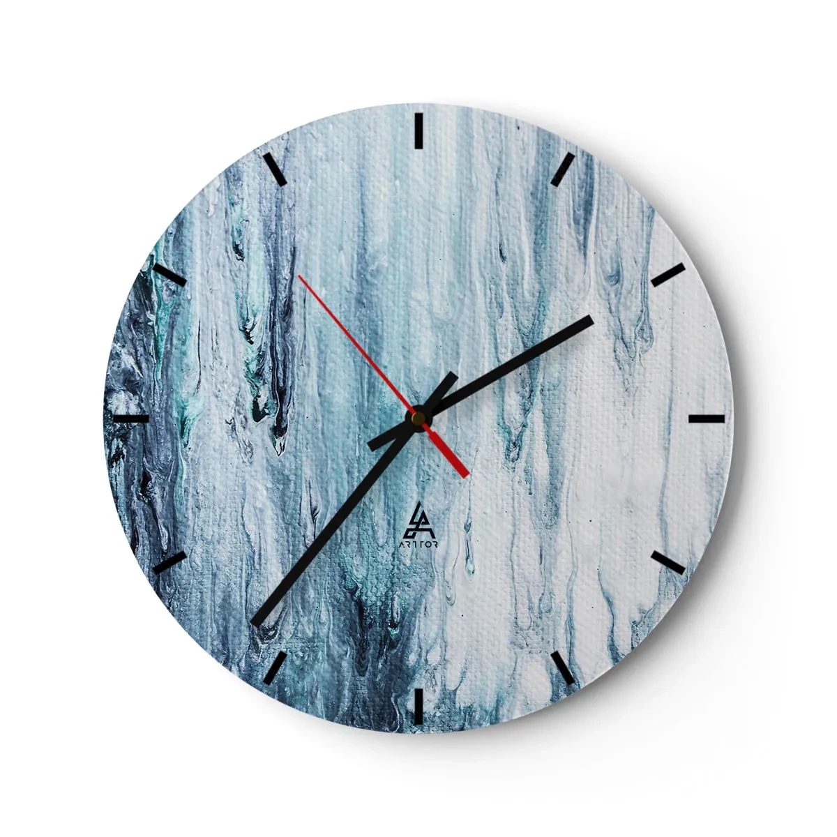 Wanduhr - Glasuhr - Blaue Eiszapfen - 40x40 cm