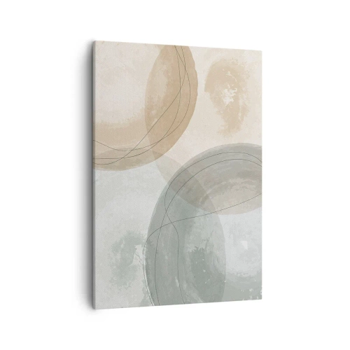 Bild auf Leinwand - Leinwandbild - Abstrakte Komposition in Pastellfarben mit Linien - 50x70cm - Welten durchdringen - Moderne Wanddekoration für Wohnzimmer und Schlafzimmer ARTTOR