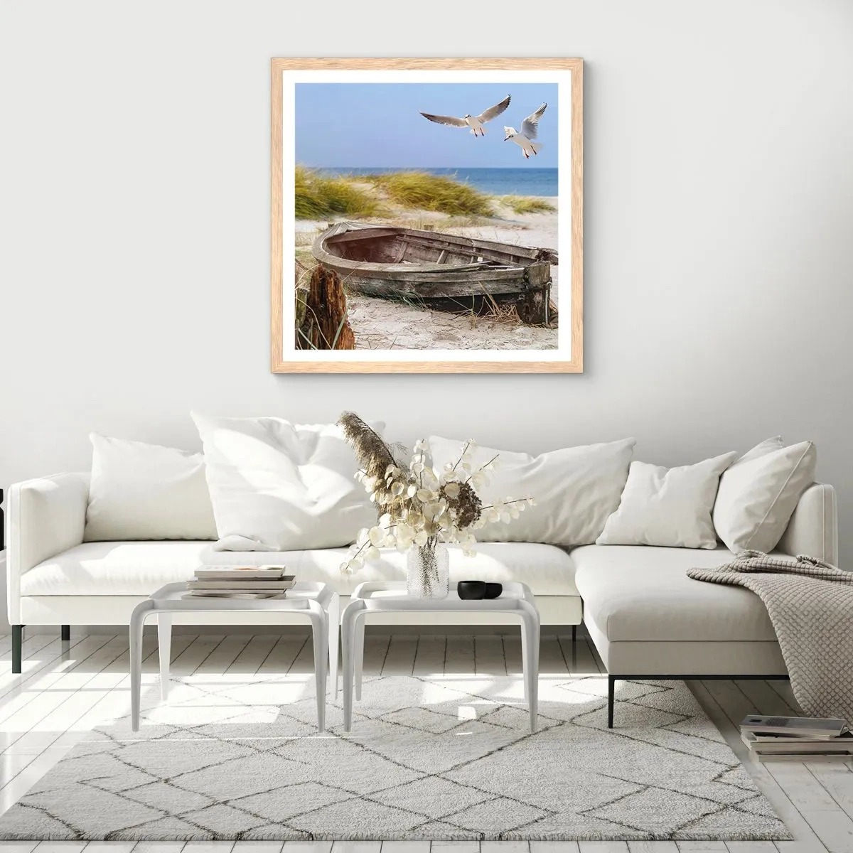 Poster in einem Rahmen aus heller Eiche - In Wind gebadet - 50x50 cm