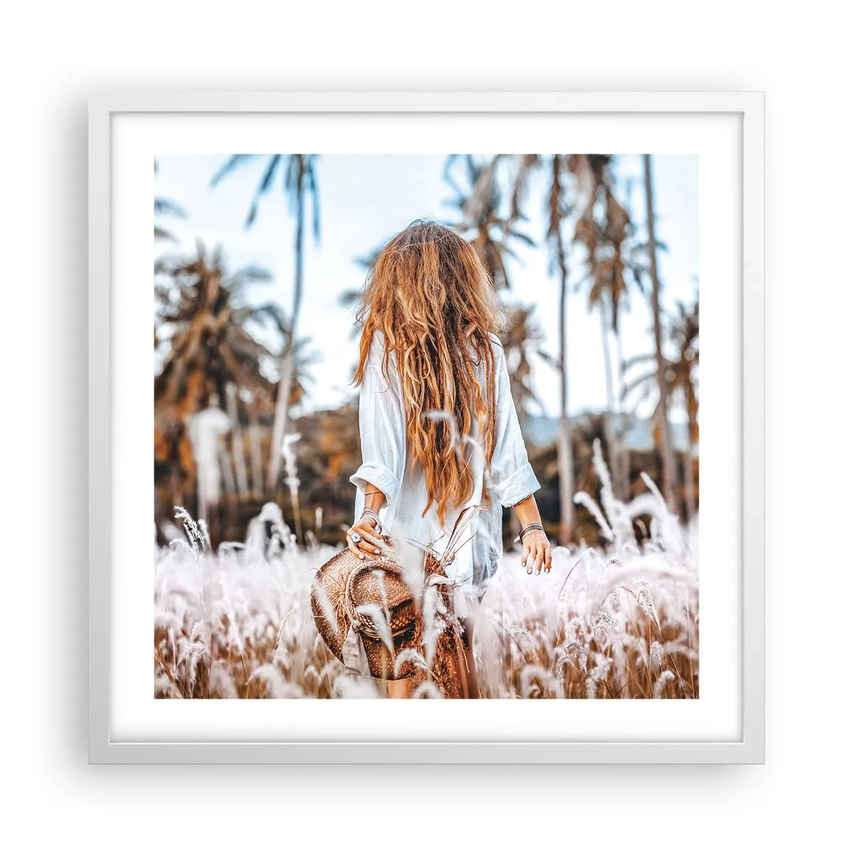 Poster in einem weißen Rahmen - Geboren aus Grasflaum - 50x50 cm