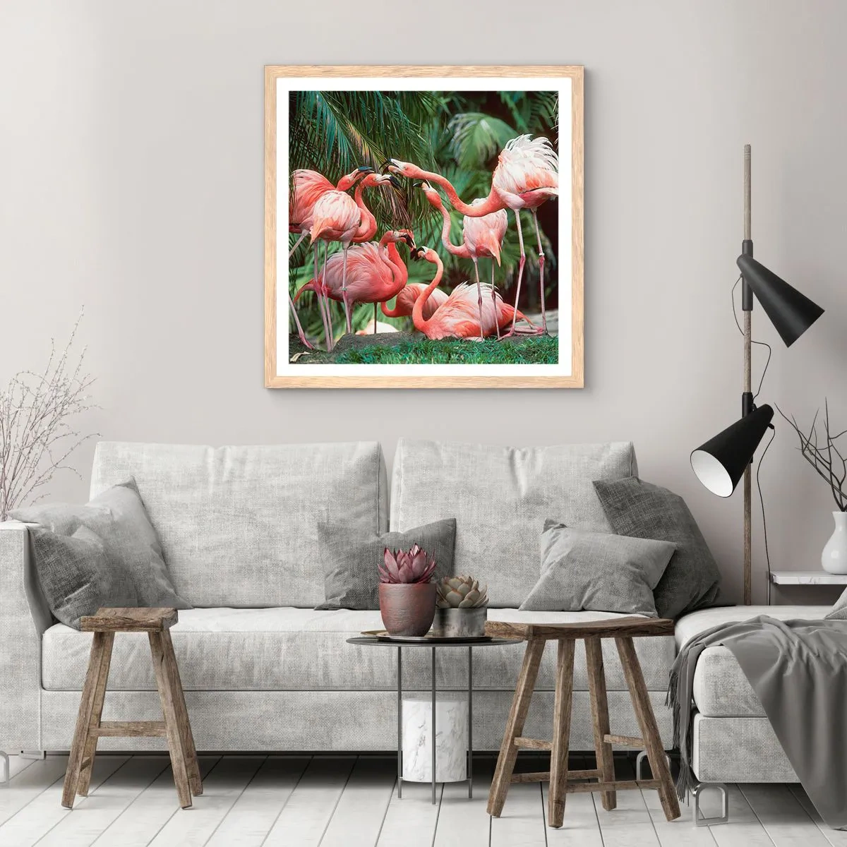 Poster in einem Rahmen aus heller Eiche - Nachmittagsklatsch - 30x30 cm