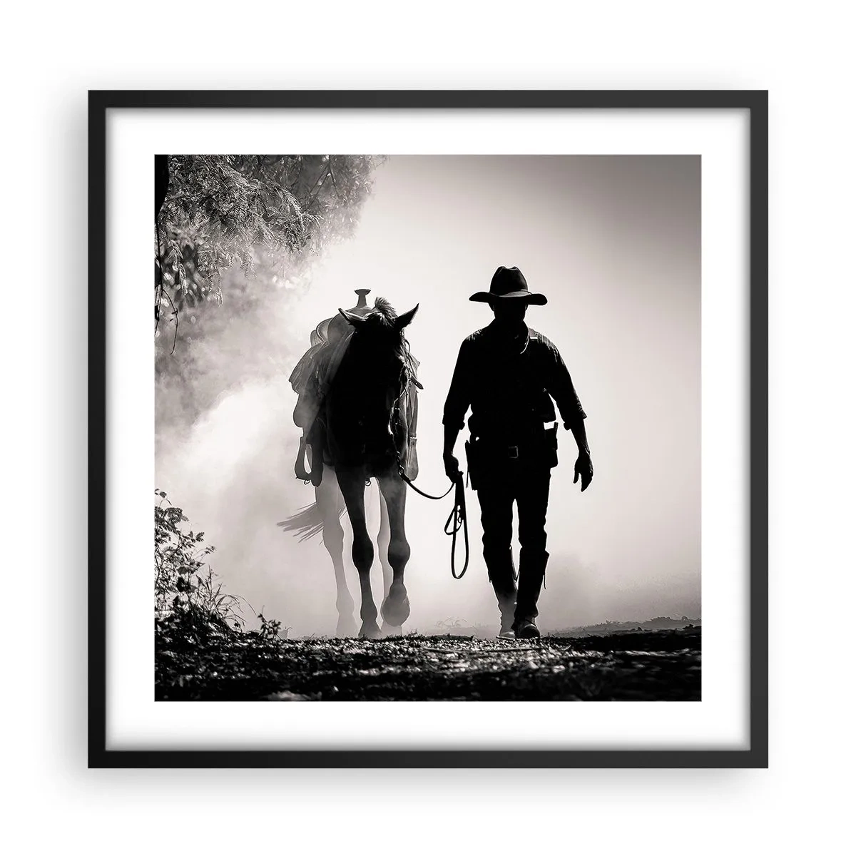 Poster in einem schwarzem Rahmen - Texas-Morgen - 50x50 cm