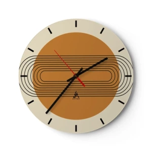 Wanduhr - Glasuhr - Geometrische Komposition in Beige- und Orangetönen - 30x30cm - Perfekter Plan - Moderne Wanddekoration für Wohnzimmer, Küche und Schlafzimmer ARTTOR