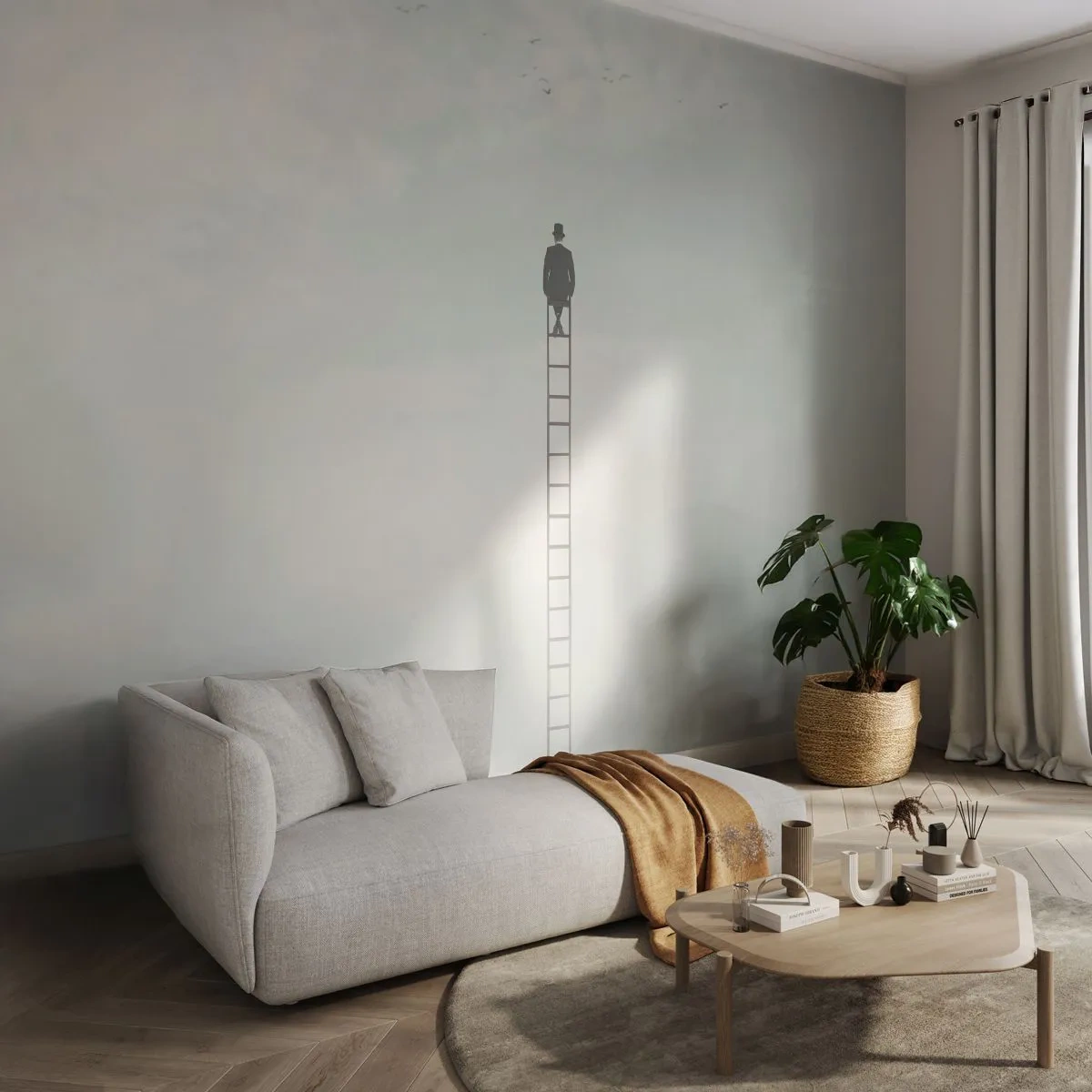 Fototapete Premium Canvas - Erhebe dich darüber! - Abstraktion, Mann, Stück - 350x256 cm