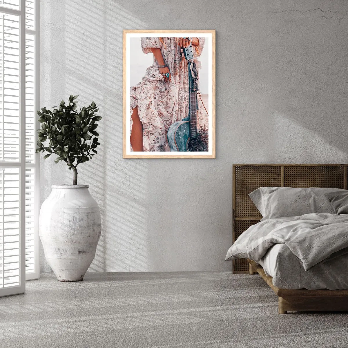 Poster in einem Rahmen aus heller Eiche - Kinderblumen auf dem Weg - 30x40 cm