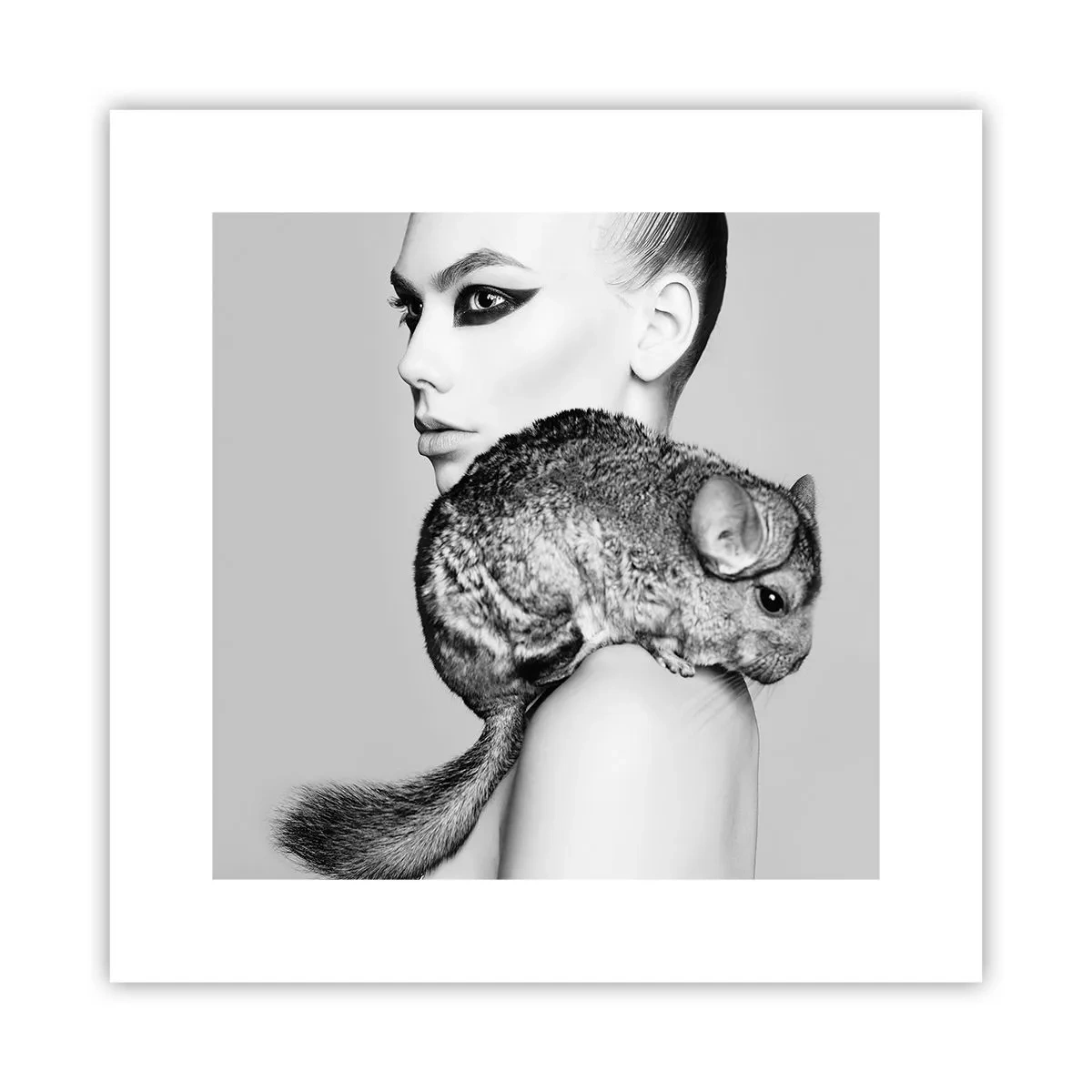 Poster - Dame mit einem Chinchilla - 30x30 cm