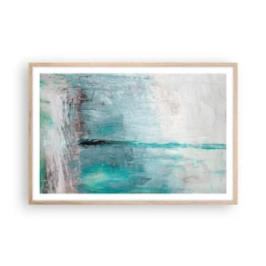 Poster in einem Rahmen aus heller Eiche - Horizontal in Blau - 91x61 cm