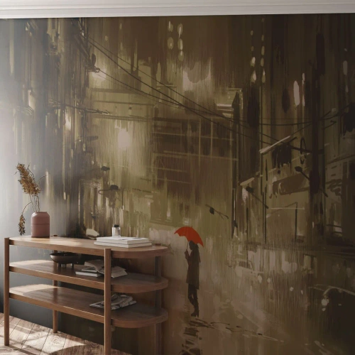 Selbstklebende Fototapete Deluxe Sticker - Allein aber nicht einsam - Stadt, Frau, Die Architektur - 400x280 cm