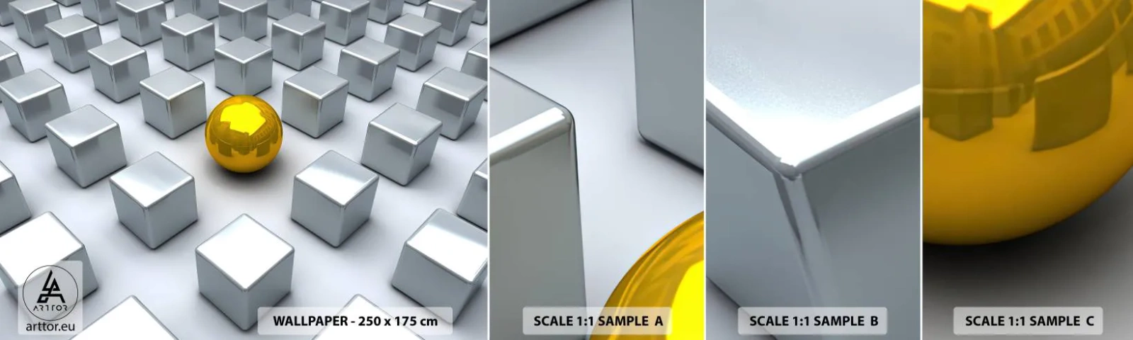 Fototapeten Muster Selbstklebend Deluxe Sticker - Warum ich? Geometrische Zusammensetzung - Abstraktion, 3D, Grafik - 100x30 cm