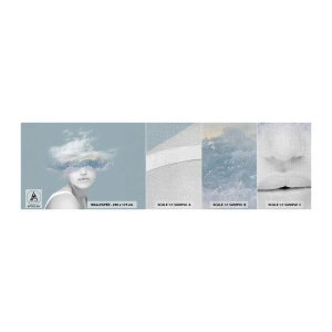 Fototapeten Muster Premium Canvas - Mit dem Kopf in den Wolken - Hell, Porträt, Wolken - 100x30 cm