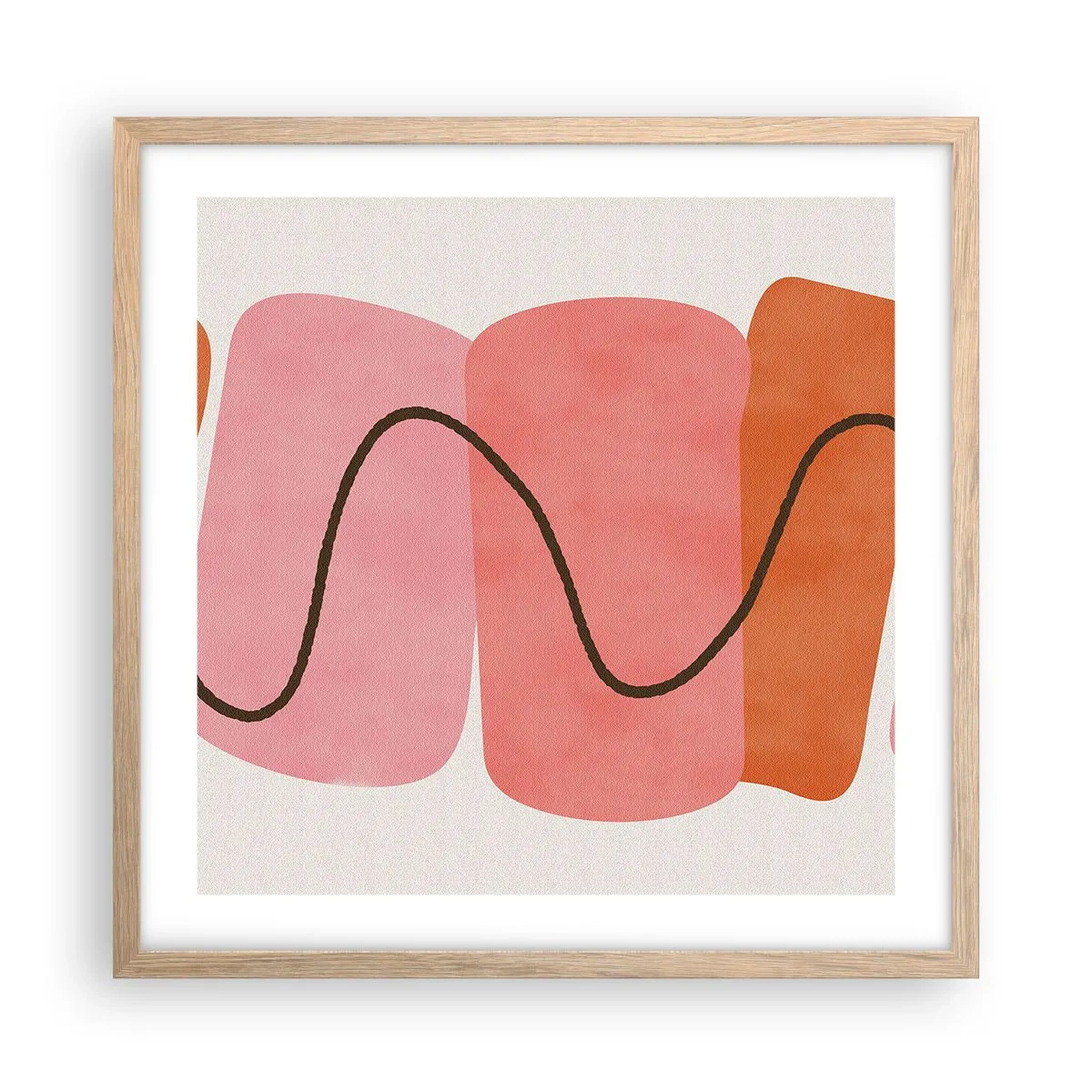 Poster in einem Rahmen aus heller Eiche - Sanfte Bewegung der Formen - 50x50 cm