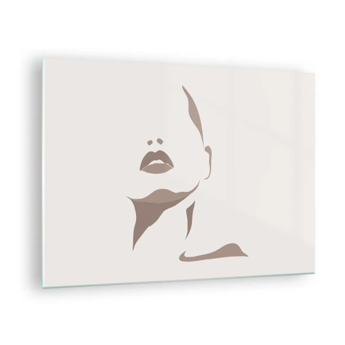 Glasbild - Bild auf glas - Umriss des Gesichts und Halses einer Frau im minimalistischen Stil - 70x50cm - Aus Licht und Schatten - Moderne Wanddekoration für Wohnzimmer und Schlafzimmer ARTTOR