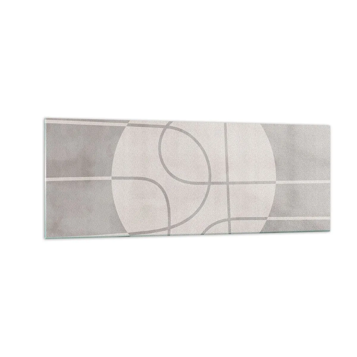 Glasbild - Bild auf glas - Geometrisches Muster in Grau- und Weißtönen - 140x50cm - Kreisförmig und geradeaus - Moderne Wanddekoration für Wohnzimmer und Schlafzimmer ARTTOR