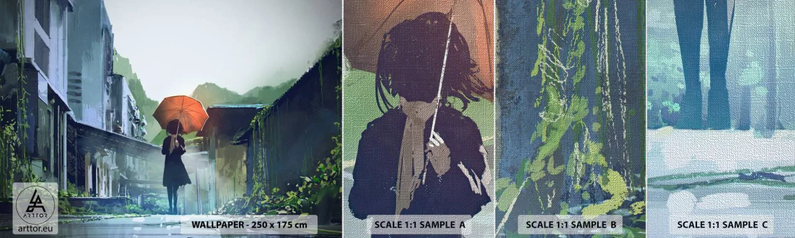 Fototapeten Muster Premium Canvas - Belebender Regen - Abstraktion, Stadt, Die Architektur - 100x30 cm