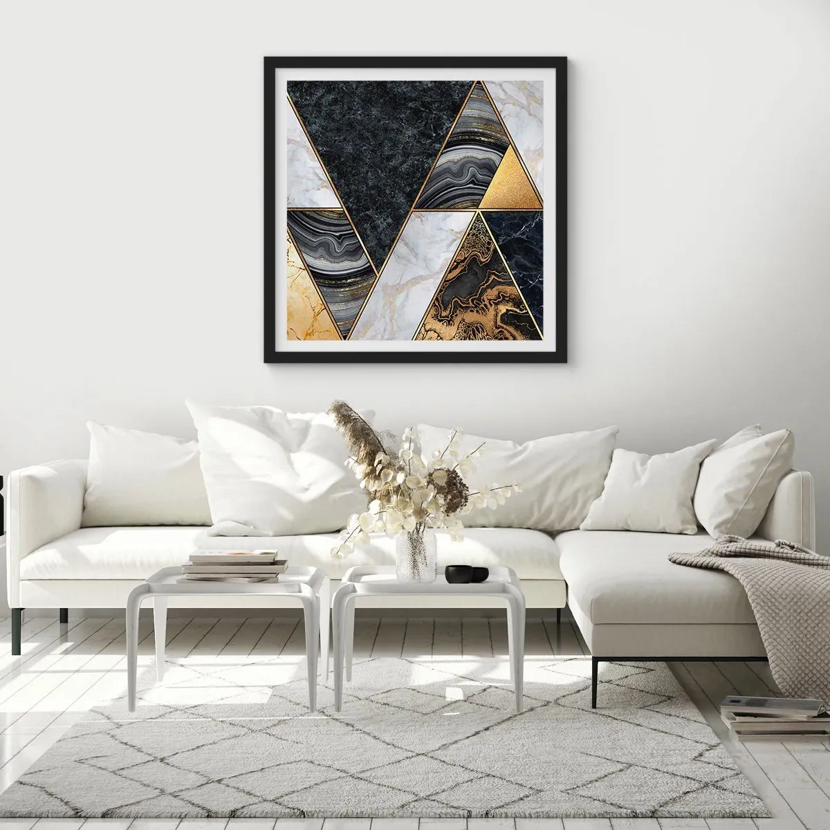 Poster in einem schwarzem Rahmen - Stein um Stein - 30x30 cm