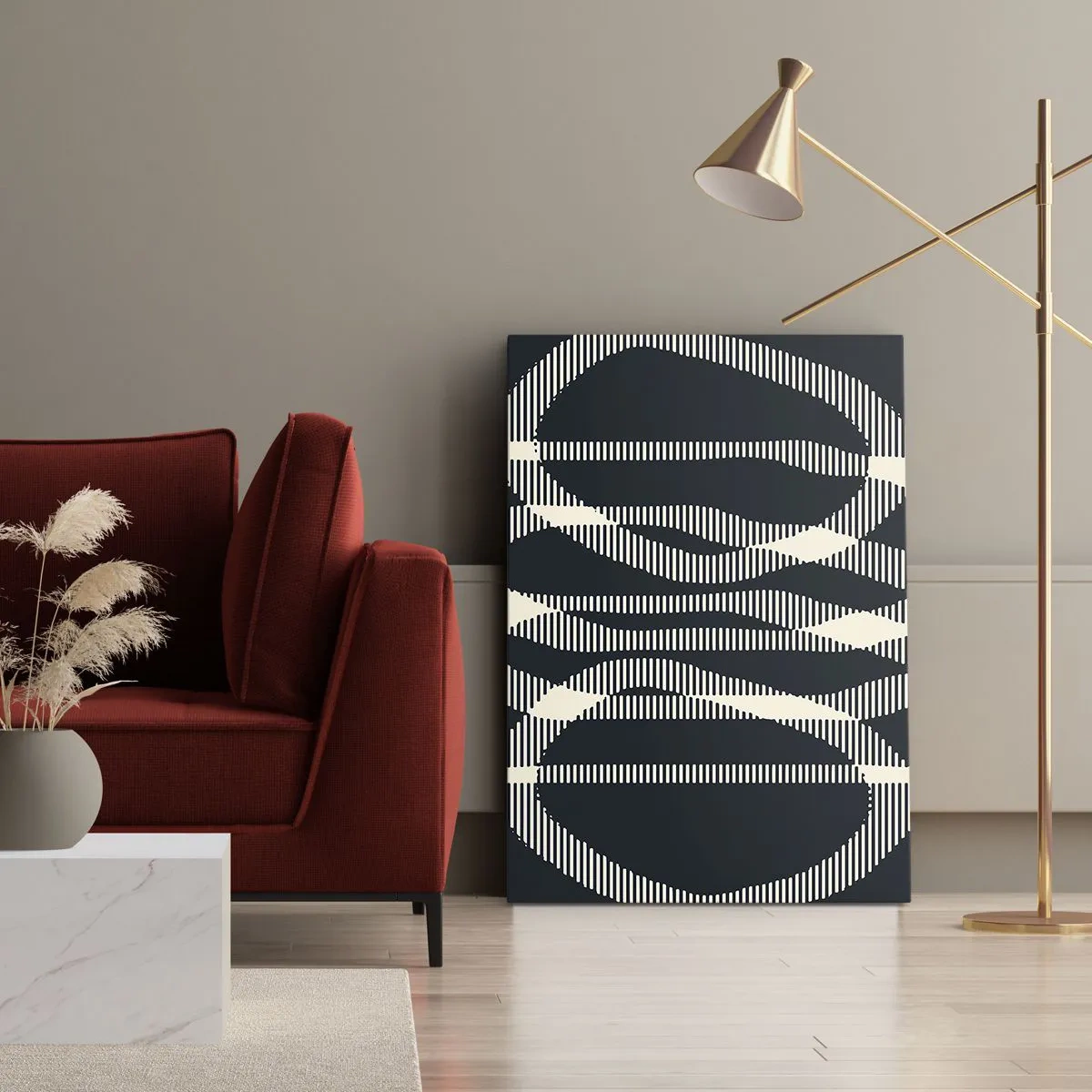 Bild auf Leinwand - Leinwandbild - Geometrische Linien in hellen Farbtönen auf dunklem Hintergrund - 50x70cm - Ein Versuch, die Dunkelheit zu durchbrechen - Moderne Wanddekoration für Wohnzimmer und Schlafzimmer ARTTOR