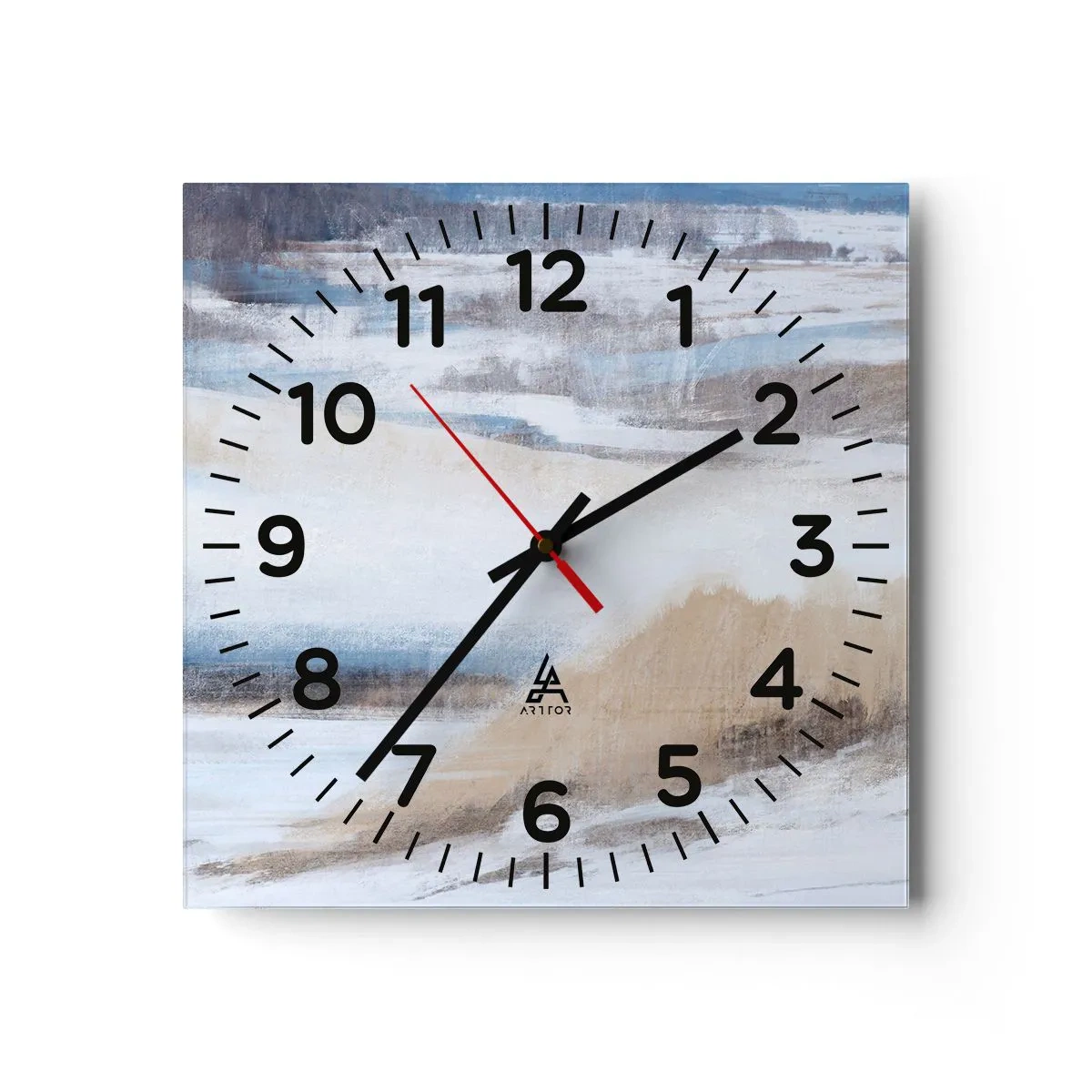Wanduhr - Glasuhr - Winterkomposition - 30x30 cm