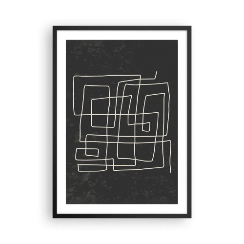 Poster in einem schwarzem Rahmen - Geometrische Abstraktion auf schwarzem Hintergrund - 50x70cm - Nicht so einfach - Moderne Wanddekoration für Wohnzimmer und Schlafzimmer ARTTOR