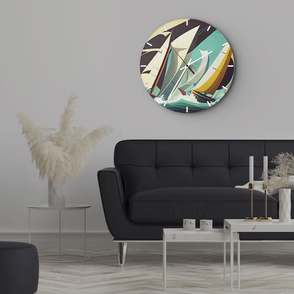 Wanduhr - Glasuhr - Viel Glück mit den Elementen - 30x30 cm