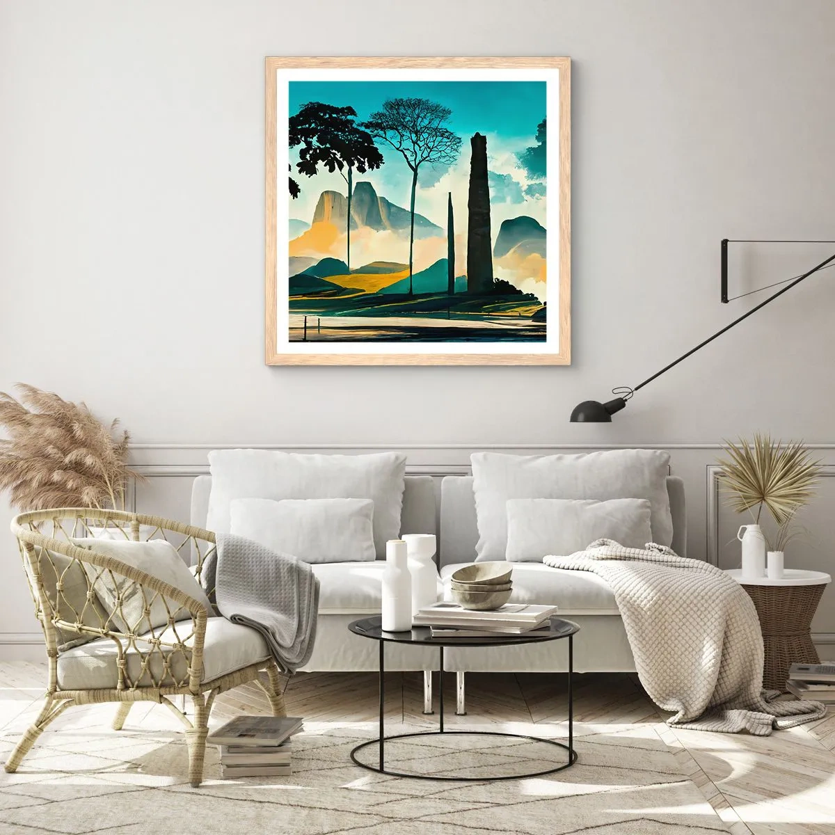 Poster in einem Rahmen aus heller Eiche - Immer höher und höher - 40x40 cm