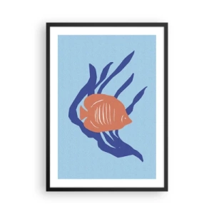Poster in einem schwarzem Rahmen - Tropische Fische zwischen Meerespflanzen - 50x70cm - Bewohnerin von Korallengewässern - Moderne Wanddekoration für Wohnzimmer und Schlafzimmer ARTTOR