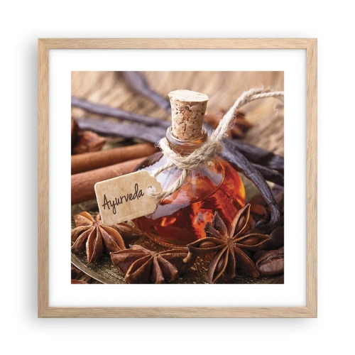 Poster in einem Rahmen aus heller Eiche - Zur Einheit von Körper und Geist - 40x40 cm