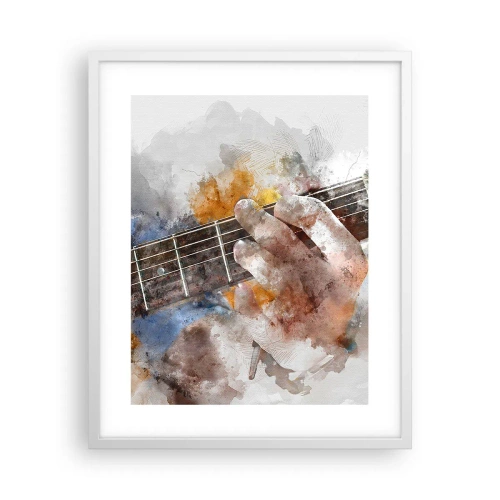 Poster in einem weißen Rahmen - Poesie zwischen den Saiten - 40x50 cm