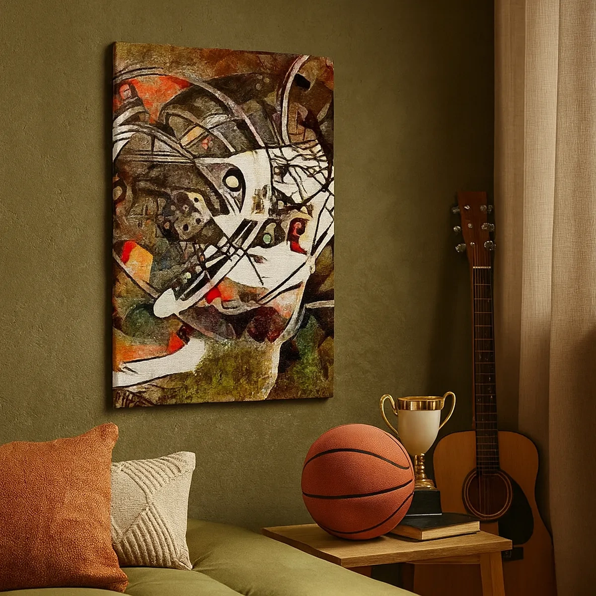 Bild auf Leinwand - Leinwandbild - Ausdrucksstarke Abstraktion in dunklen Tönen mit dynamischen Linien. - 50x70cm - Hören Sie den Verkehr? - Moderne Wanddekoration für Wohnzimmer und Schlafzimmer ARTTOR