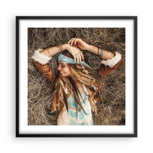 Poster in einem schwarzem Rahmen - Auf dem Weg in den Sommer der Liebe - 50x50 cm