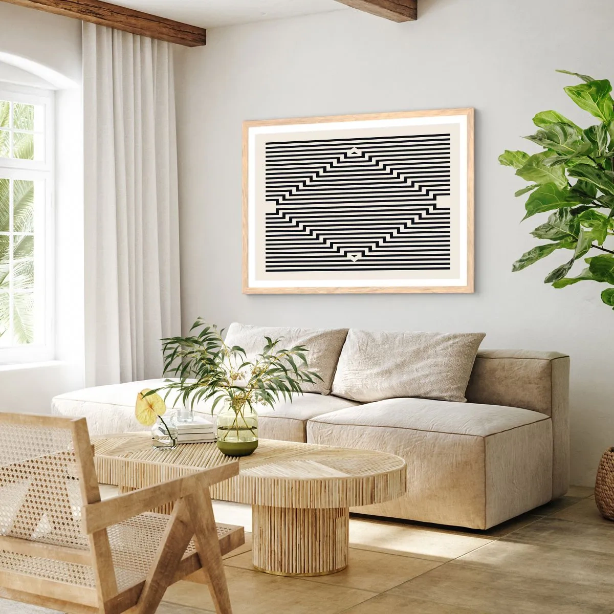 Poster in einem Rahmen aus heller Eiche - Geometrische Illusion - 91x61 cm