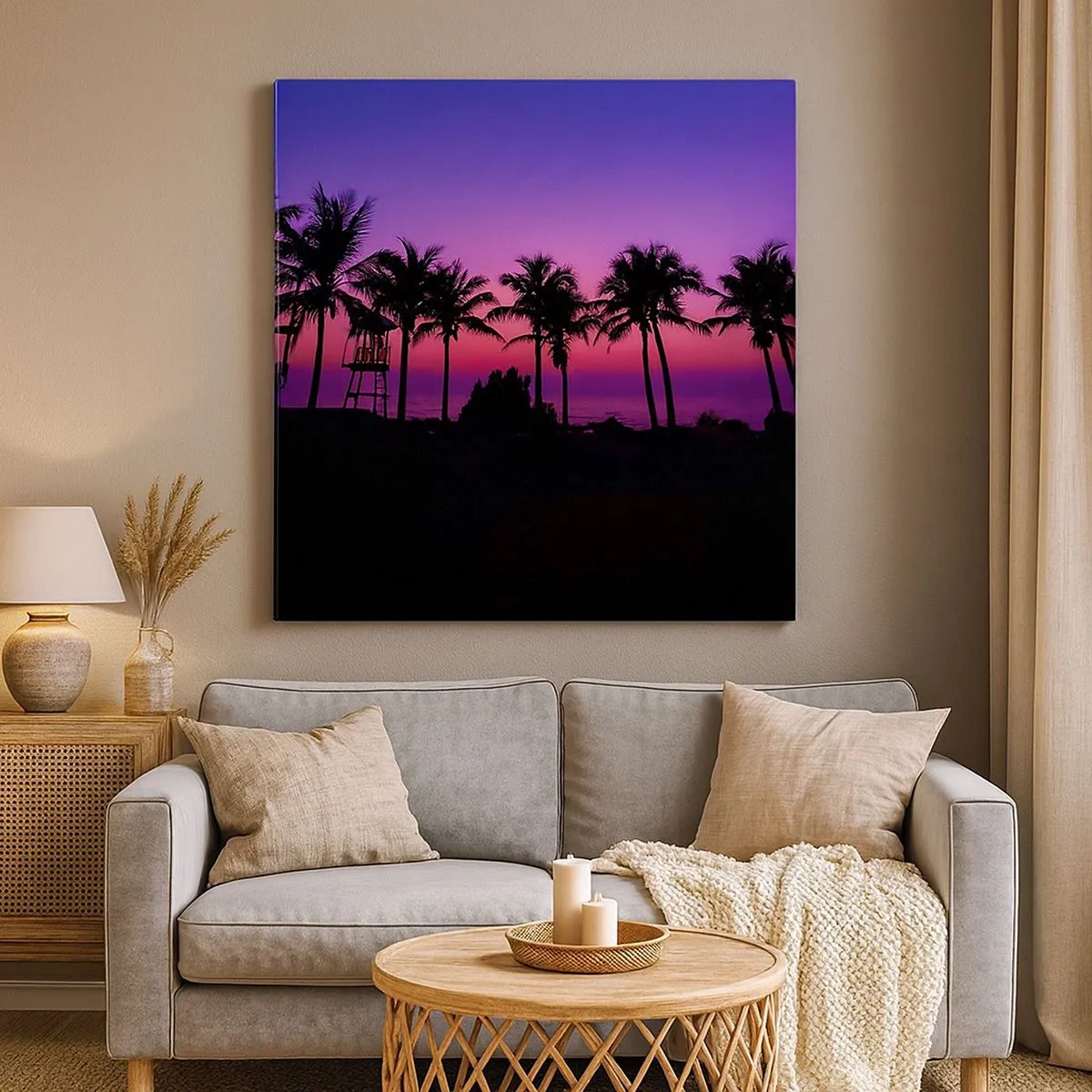 Bild auf Leinwand - Leinwandbild - Abend unter Palmen - 30x30 cm