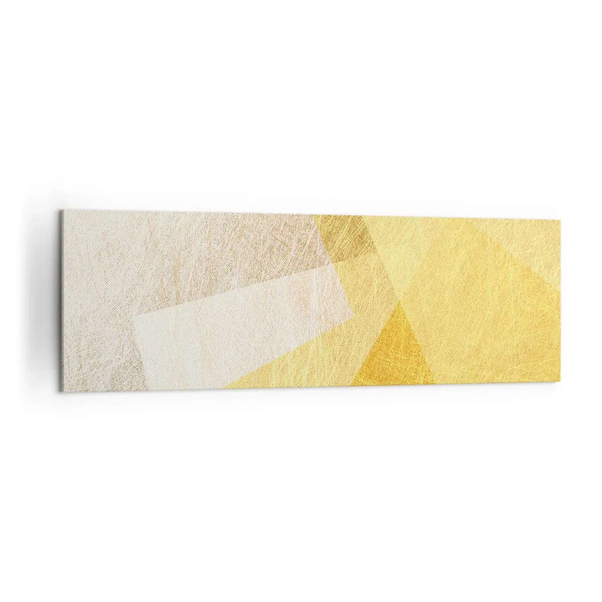 Bild auf Leinwand - Leinwandbild - Geometrische Formen in Gold und hellen Farbtönen - 160x50cm - Geometriewetter - Moderne Wanddekoration für Wohnzimmer und Schlafzimmer ARTTOR