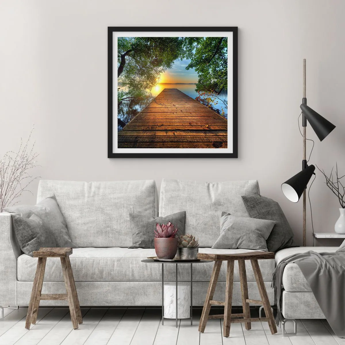 Poster in einem schwarzem Rahmen - Nimm dir Zeit, setz dich hin - 40x40 cm