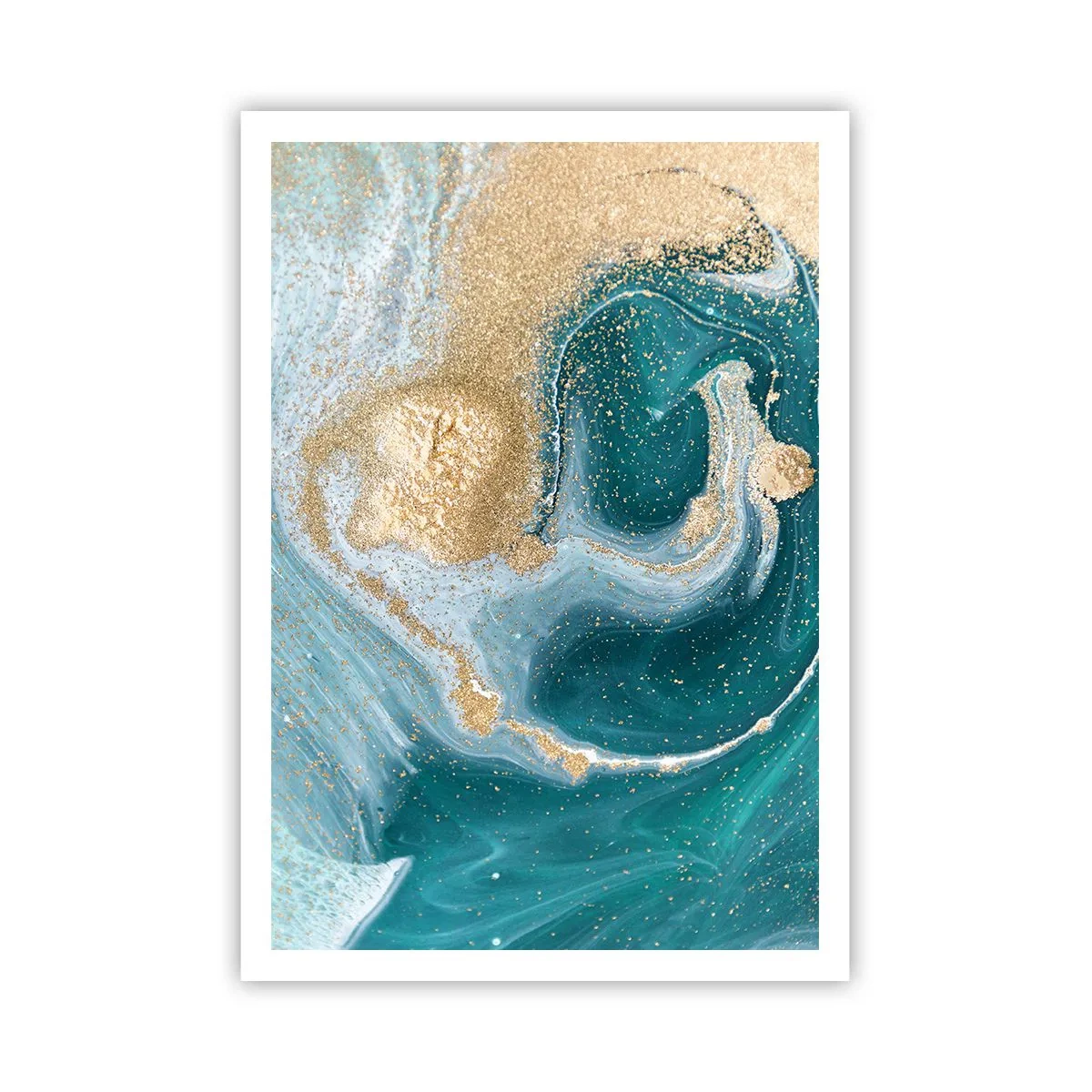 Poster - Ein Strudel aus Gold und Türkis - 70x100 cm