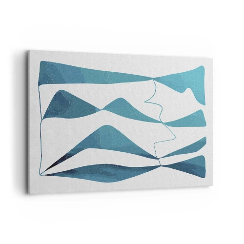 Bild auf Leinwand - Leinwandbild - Abstrakte Formen in Blautönen auf weißem Hintergrund - 100x70cm - Abstraktion: türkisfarbene Verbindung - Moderne Wanddekoration für Wohnzimmer und Schlafzimmer ARTTOR