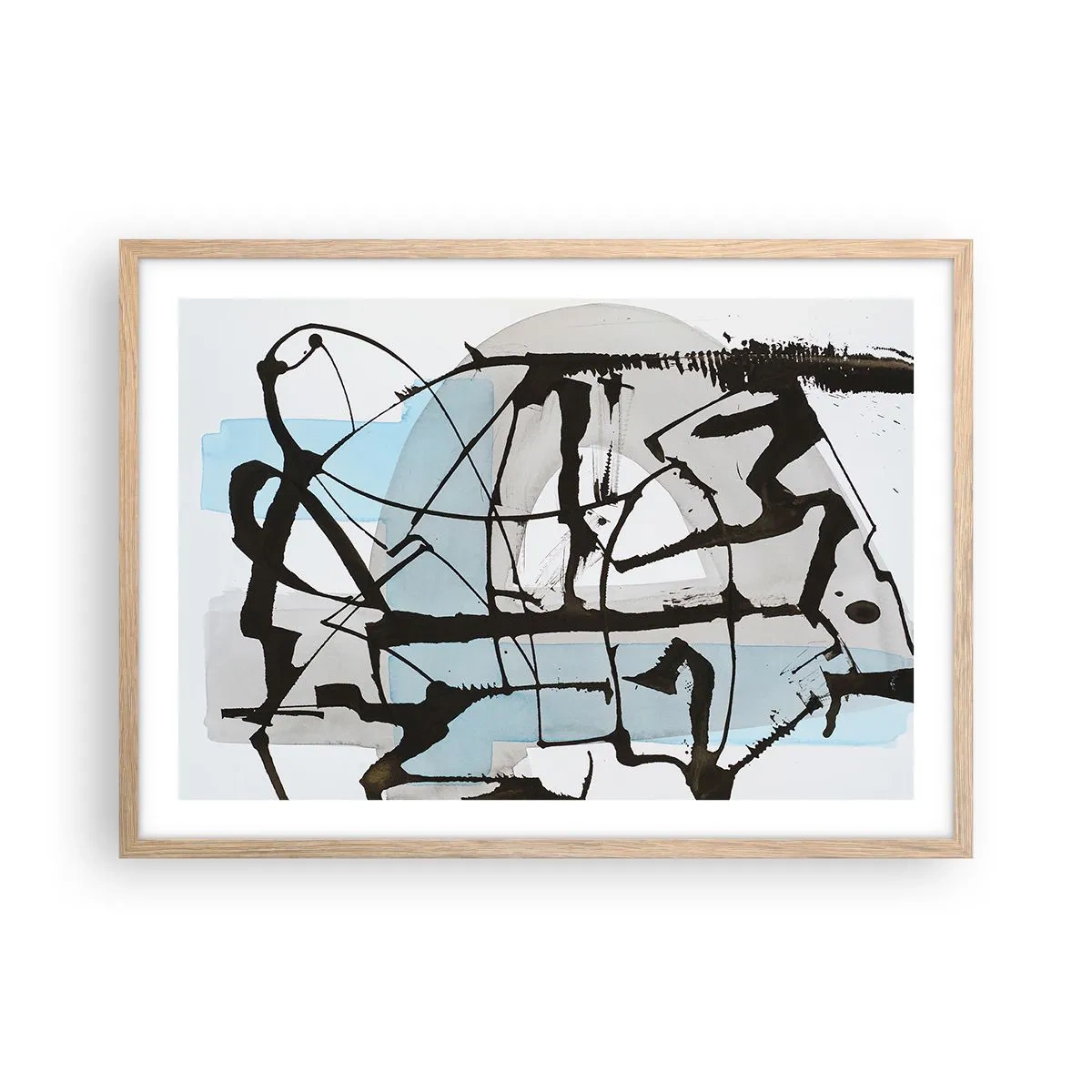 Poster in einem Rahmen aus heller Eiche - Trotzdem blau - 70x50 cm