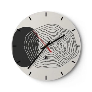 Wanduhr - Glasuhr - Abstrakte Linien bilden konzentrische Muster auf hellem Hintergrund. - 30x30cm - Dauer und Schwingung - Moderne Wanddekoration für Wohnzimmer, Küche und Schlafzimmer ARTTOR
