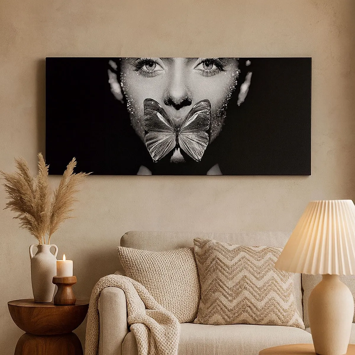 Bild auf Leinwand - Leinwandbild - Schmetterlingskuss - 100x40 cm