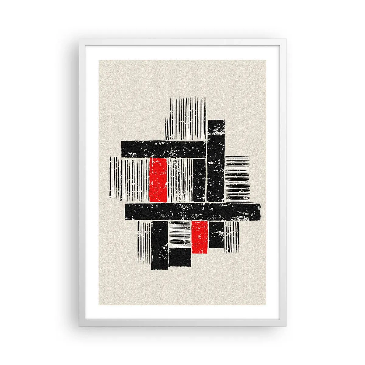 Poster in einem weißen Rahmen - Rot und Schwarz - 50x70 cm