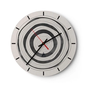 Wanduhr - Glasuhr - Konzentrische Ringe in Grautönen auf hellem Hintergrund - 30x30cm - Wichtig ist, was dazwischen liegt - Moderne Wanddekoration für Wohnzimmer, Küche und Schlafzimmer ARTTOR