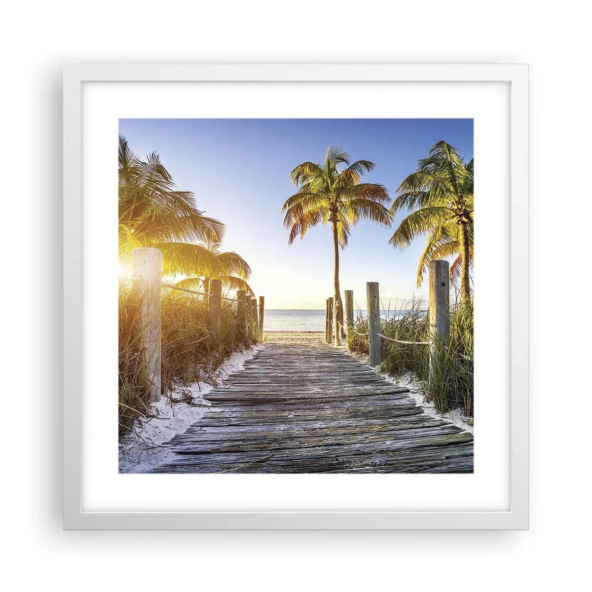 Poster in einem weißen Rahmen - Direkt ins Paradies - 40x40 cm