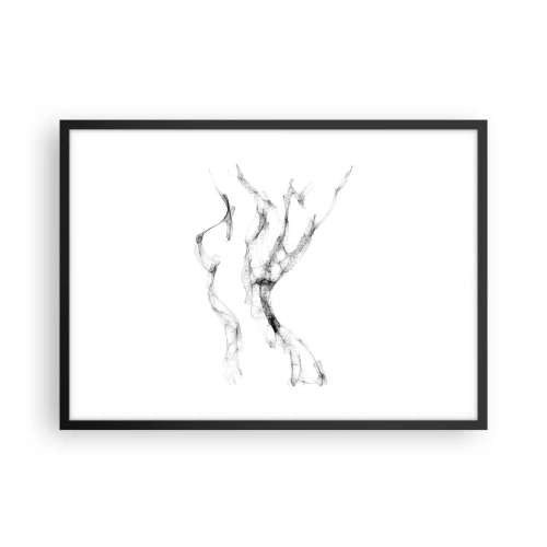 Poster in einem schwarzem Rahmen - Zarte, abstrakte Linien, die Rauchfahnen ähneln, auf hellem Hintergrund - 70x50cm - Schön und stark - Moderne Wanddekoration für Wohnzimmer und Schlafzimmer ARTTOR