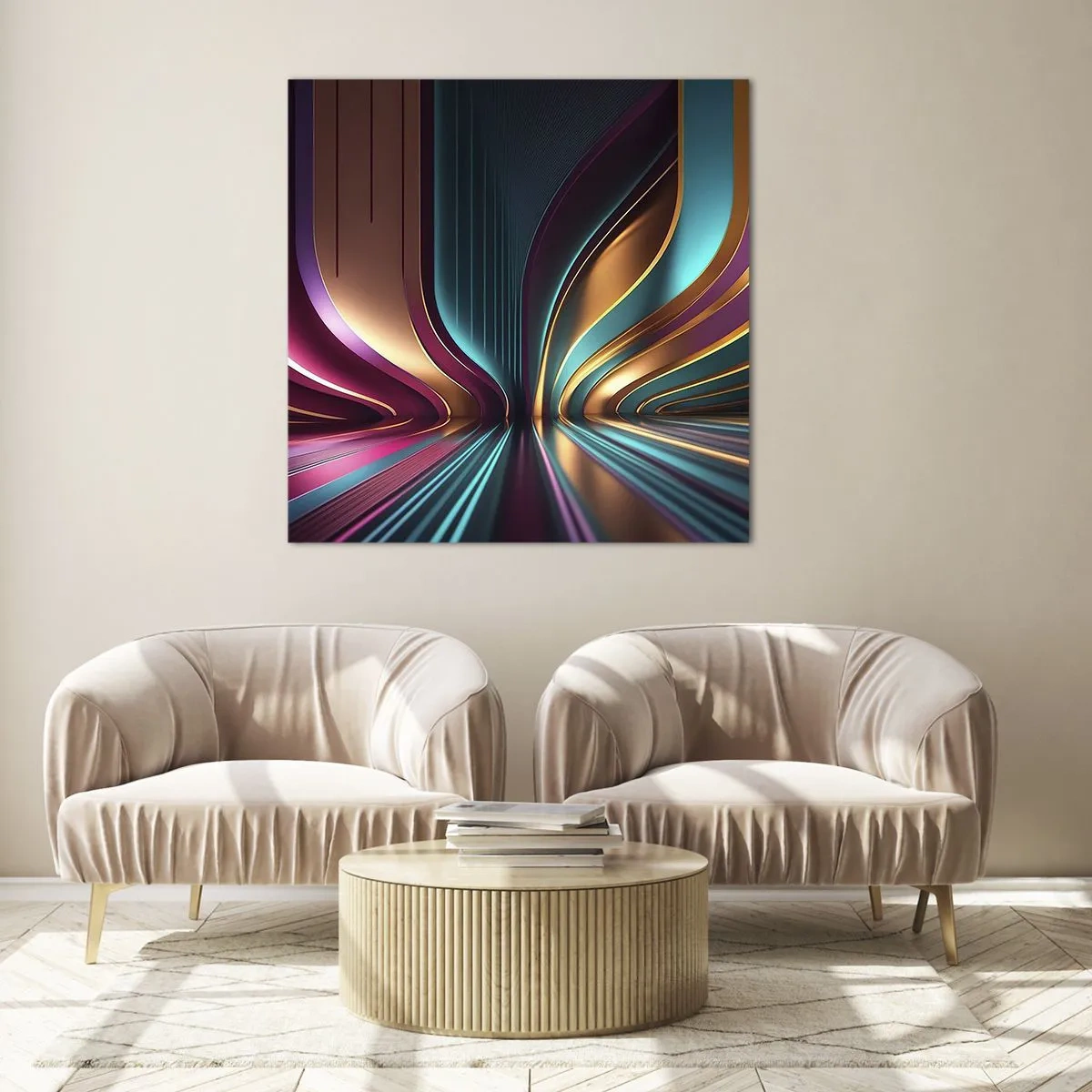 Glasbild - Bild auf glas - Architektur des Lichts - 70x70 cm