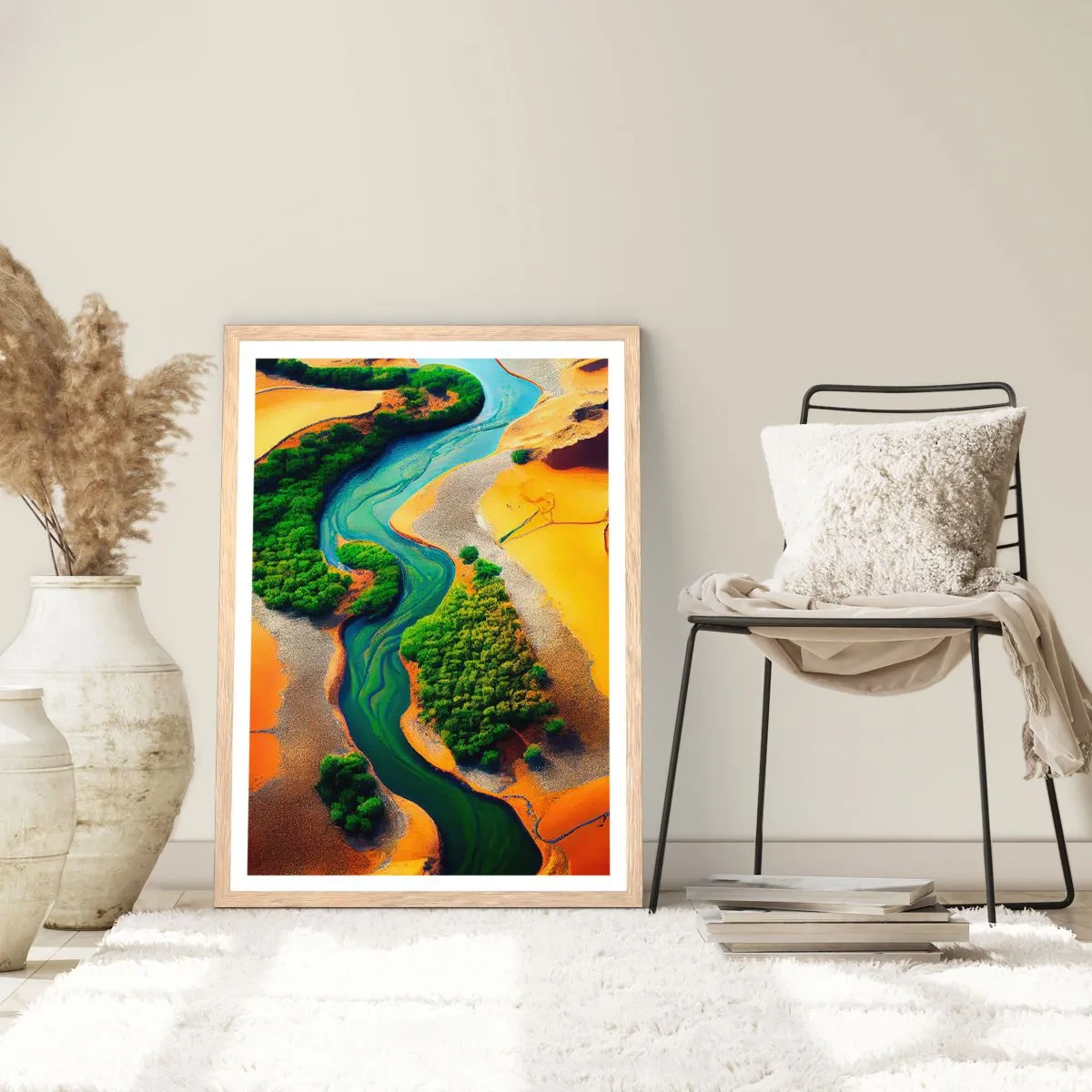 Poster in einem Rahmen aus heller Eiche - Lebensspendender Fluss - 40x50 cm