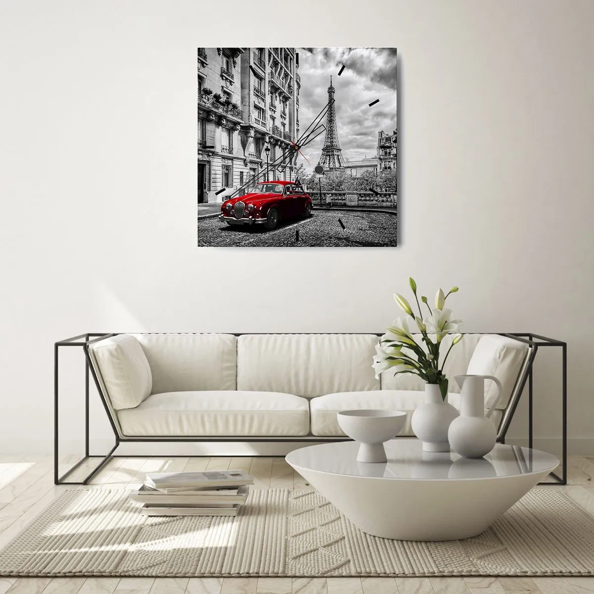 Wanduhr - Glasuhr - Raubtier in der Stadt - 40x40 cm