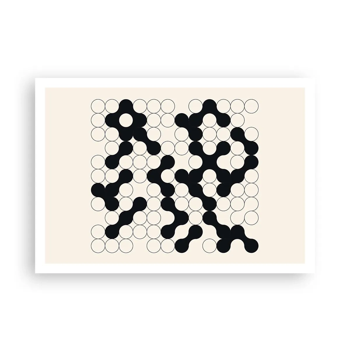 Poster - Schwarz-weiße Muster mit Kreisen auf hellem Hintergrund - 100x70cm - Chinesisches Spiel – Variation - Moderne Wanddekoration für Wohnzimmer und Schlafzimmer ARTTOR