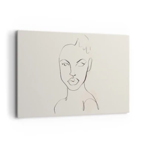 Bild auf Leinwand - Leinwandbild - Minimalistische Skizze eines Frauengesichts - 120x80cm - Umriss der Sinnlichkeit - Moderne Wanddekoration für Wohnzimmer und Schlafzimmer ARTTOR