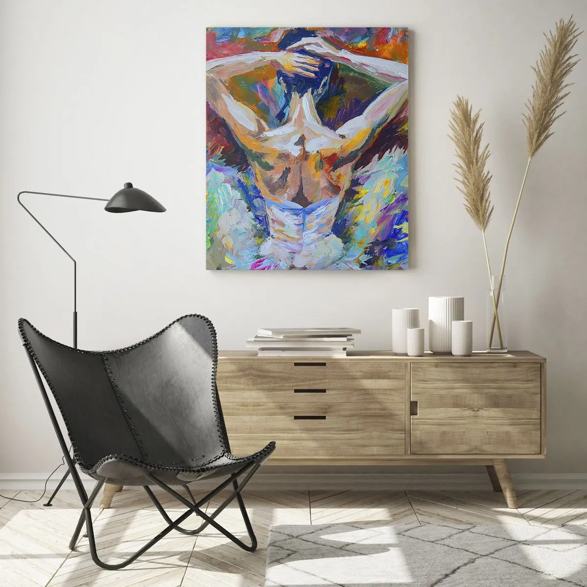 Glasbild - Bild auf glas - Eine Ballerina in dynamischen Farben und malerischem Ausdruck - 80x120cm - Es kann alles sein - Moderne Wanddekoration für Wohnzimmer und Schlafzimmer ARTTOR