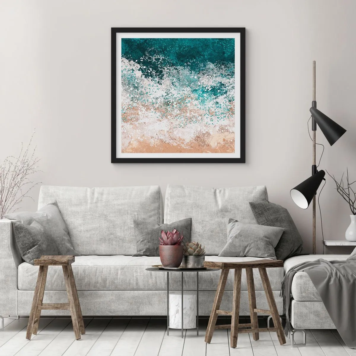 Poster in einem schwarzem Rahmen - Meeresgeschichten - 40x40 cm