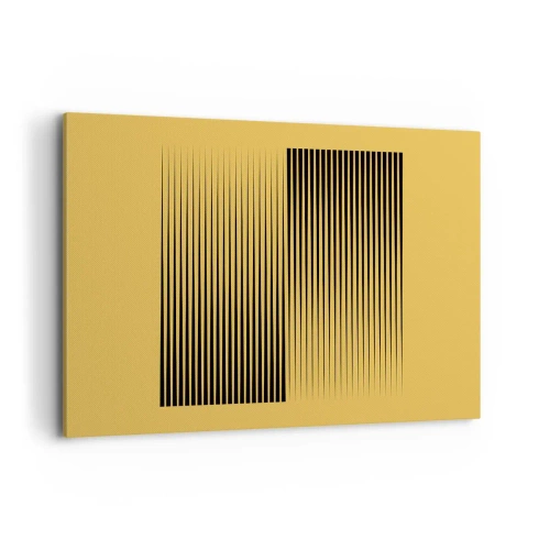 Bild auf Leinwand - Leinwandbild - Vertikale schwarze Linien auf gelbem Hintergrund - 120x80cm - Quadratur der Gegensätze - Moderne Wanddekoration für Wohnzimmer und Schlafzimmer ARTTOR